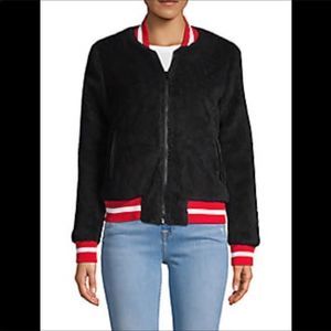 NWT American Stitch Black Faux Fur Bomber M